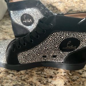 Christian Louboutin black high tops with silver studs